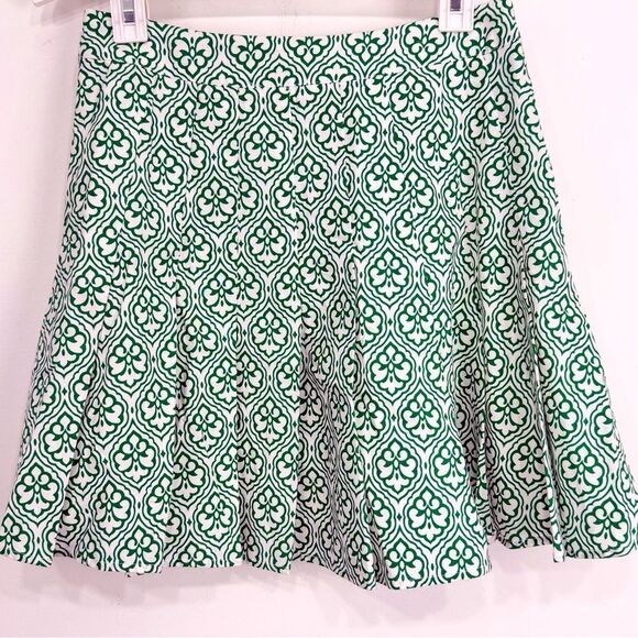 THML Green White Fleur Print 100% Cotton A line Pleated Mini Skirt NEW - Picture 7 of 16